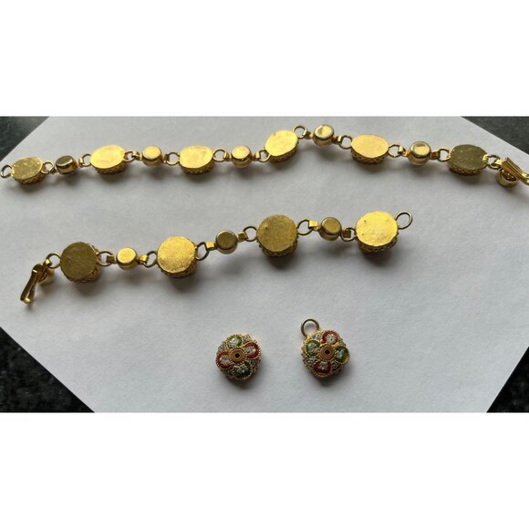 Vtg 1966 Italian Gold Toned Multi Colored Millefiori Micro Mosaic Bracelet - Picture 6 of 6